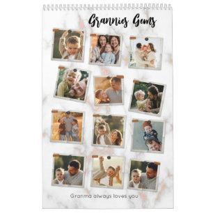 Calendário 12 Doze Foto Moderno Elegante Colagem Família Amor