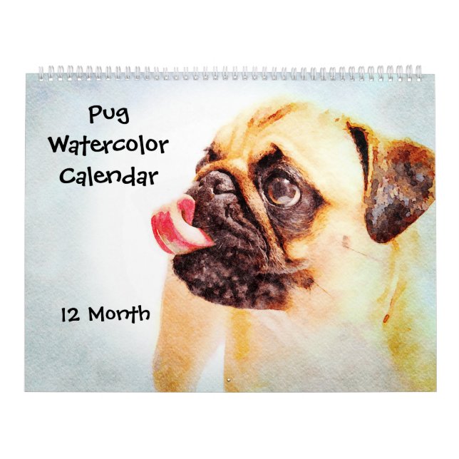 Calendário 12 Meses Cachorros De Pug Cute Pets Um Presente De (Capa)