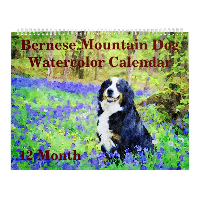 Calendário 12 Meses Cães de Montanha Regal Bernese Watercolor (Capa)