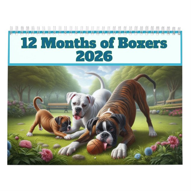 Calendário 12 Meses de Cães Boxer: Longa jornada ao Cachorro  (Capa)