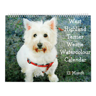 Calendário 12 Meses de Terrier Terrier Terrier Dogs Westies n