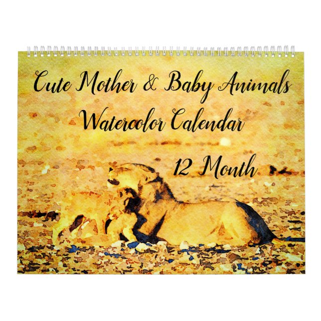 Calendário 12 Meses Mãe Bebê Animal Mola De Água (Capa)