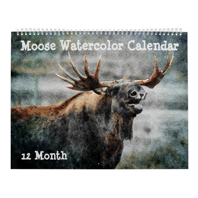 Calendário 12 Meses - Pintura Por Cores Aquáticas De Moose (Capa)