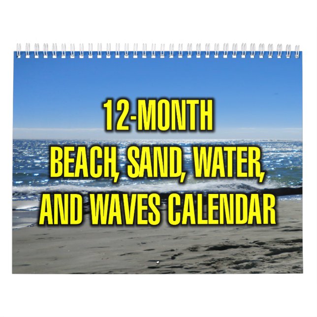 Calendário 12-Month Beach, Sand, Water, And Waves (Capa)