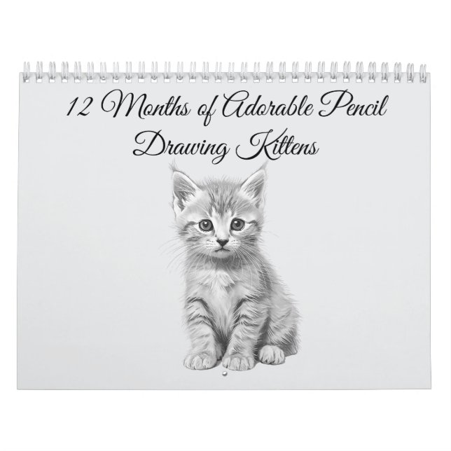 Calendário 12 Months of Adorable Pencil Drawing Kittens (Capa)