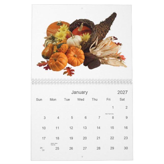 Calendário 14 da fruta e da comida (Jan 2027)