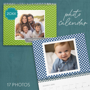 Calendário 17 Modelo de Família de Fotos e Padrões Coloridos