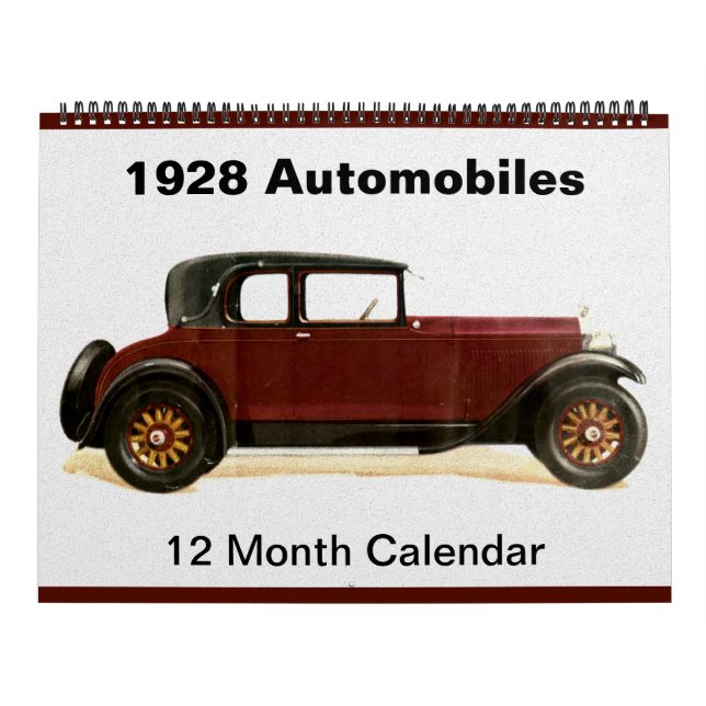 Calendário 1928 carros antigos e antigos carros antigos, carr (Capa)