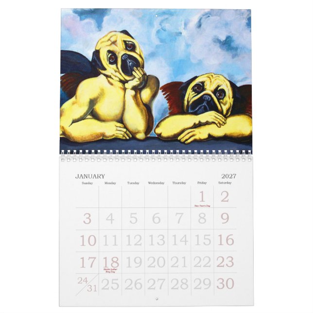 Calendário $19,95 de PugArt (Jan 2027)