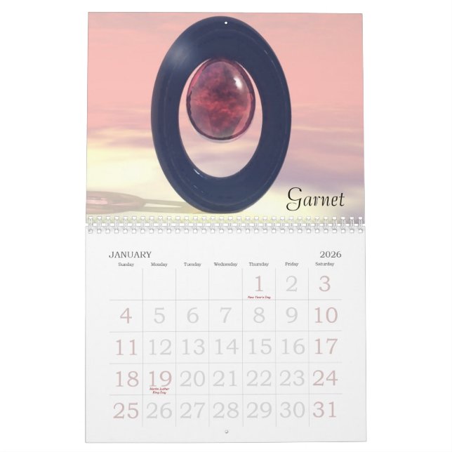 Calendário 2008 de Birthstone (Jan 2026)