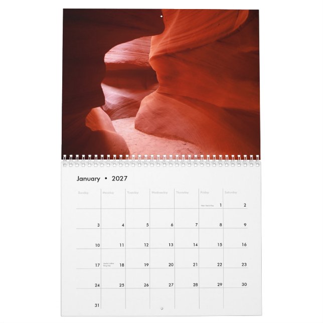 Calendário 2009 da garganta do antílope (Jan 2027)