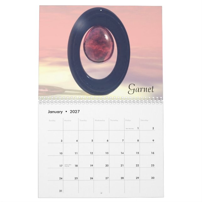 Calendário 2009 de Birthstone (actualizado) - (Jan 2027)