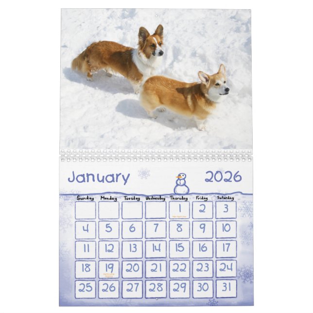 Calendário 2009 do Corgi de Galês (Jan 2026)