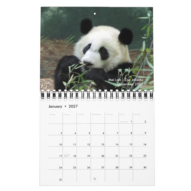Calendário 2010 da panda (Jan 2027)