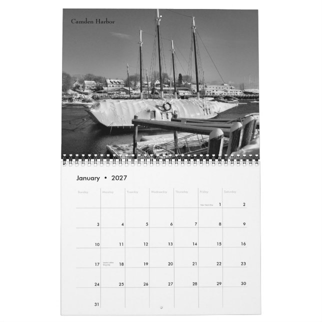 Calendário 2010 das imagens de Downeast em preto & (Jan 2027)