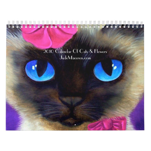 Calendário 2010 de pinturas dos gatos & das flores (Capa)