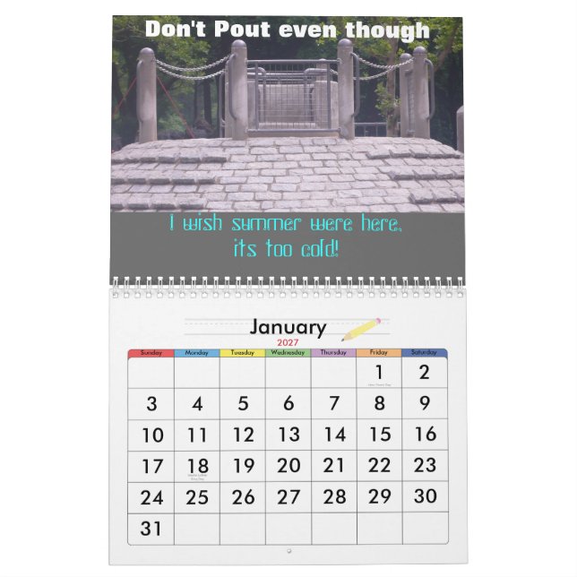 Calendário 2010 não amue - cómico para miúdos! (Jan 2027)