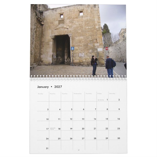 Calendário 2012 a cidade velha de Jerusalem (Jan 2027)