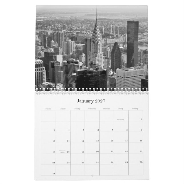 Calendário 2012 de New York (Jan 2027)