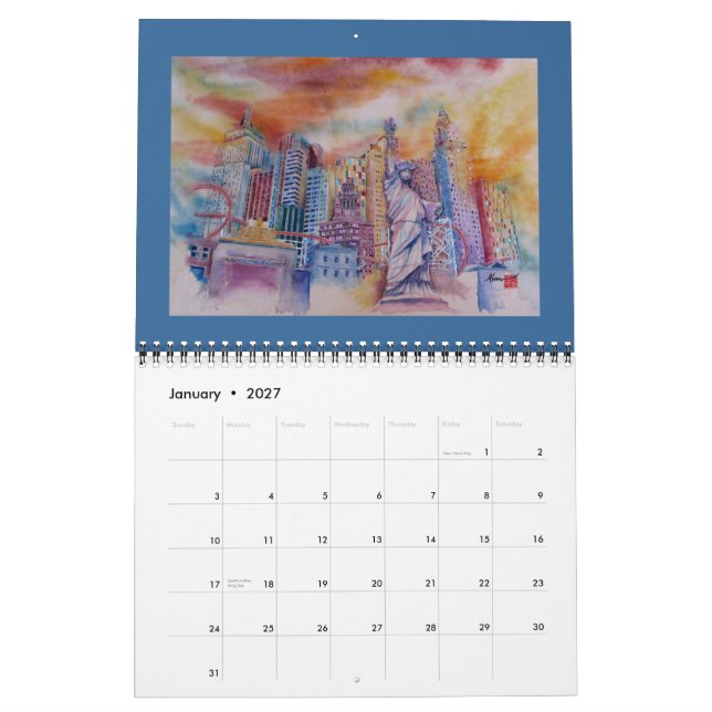 CALENDÁRIO 2013 - ARTE DA AGUARELA DE ALAN (Jan 2027)