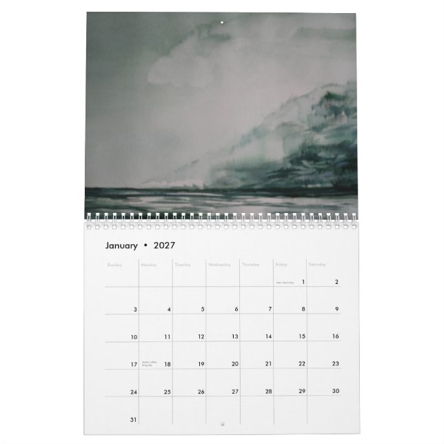 Calendário 2013 da aguarela (Jan 2027)