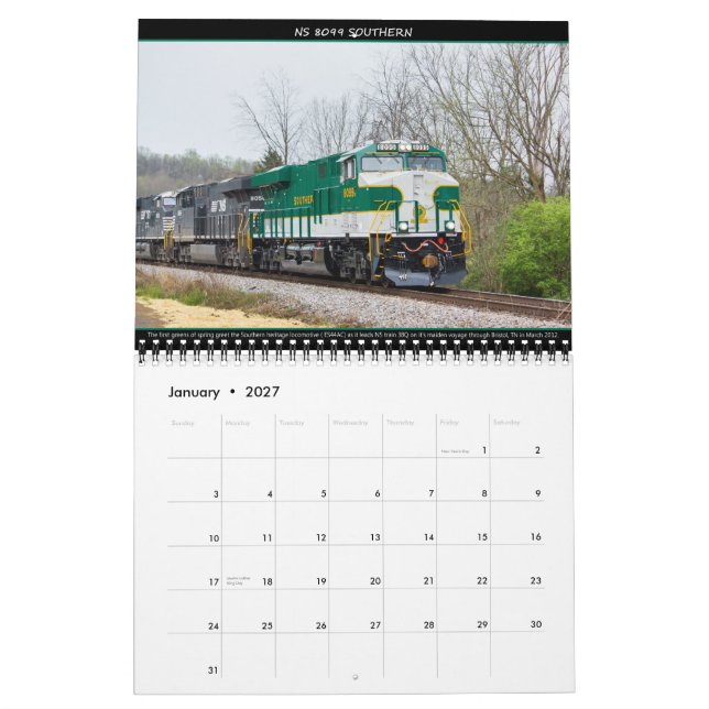 Calendário 2013 da herança de Greg Booher NS (Jan 2027)