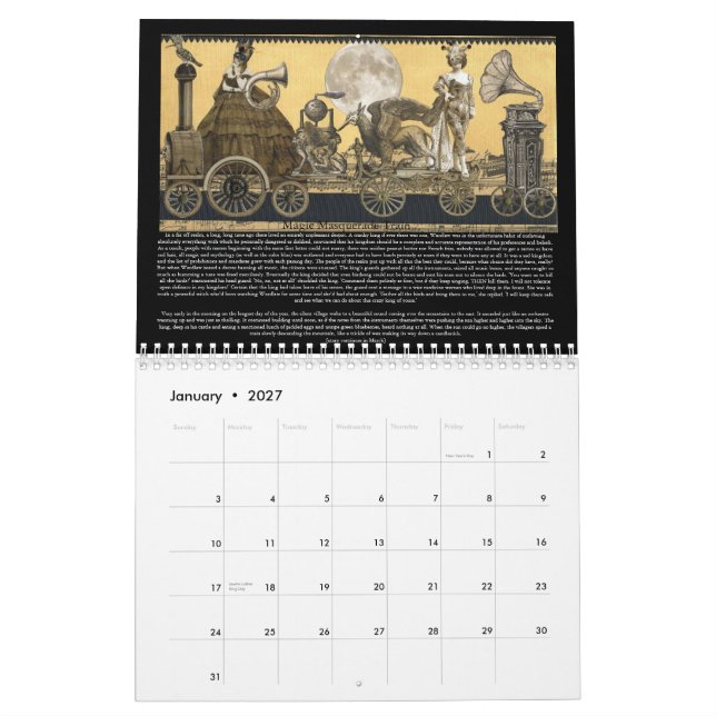 Calendário 2013 das reflexões de Steampunk (Jan 2027)