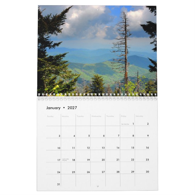 Calendário 2013 de Great Smoky Mountains (Jan 2027)