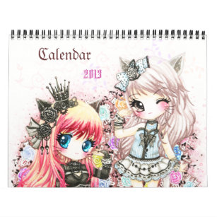 Calendário 2013 - Ilustração bonita do chibi do