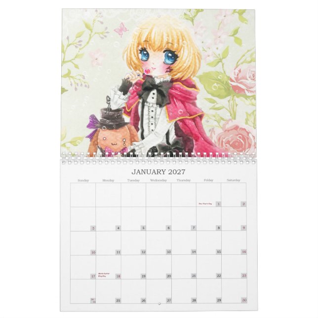 Calendário 2013 - Meninas bonitas do chibi do (Jan 2027)