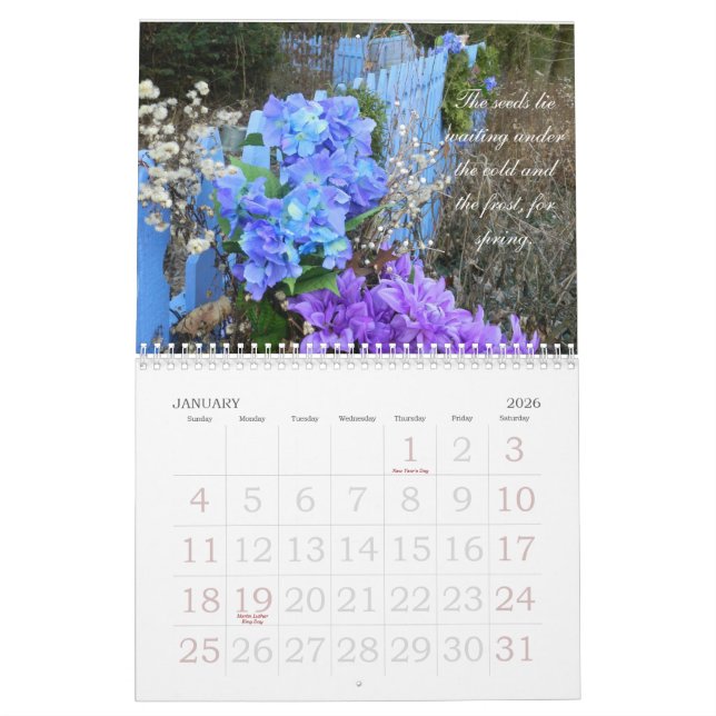 Calendário 2013 o jardim da casa de campo de Trendle Ellwood (Jan 2026)