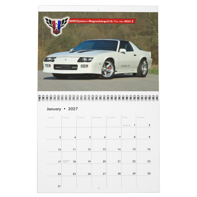 Calendário 2014 de Michigan FBody (12 meses) (Jan 2027)