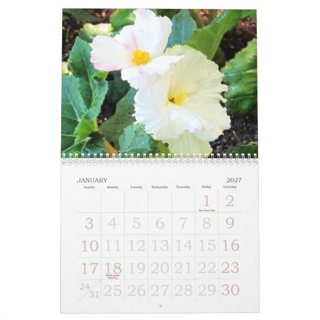 Calendário 2014 floral do jardim inglês (Jan 2027)