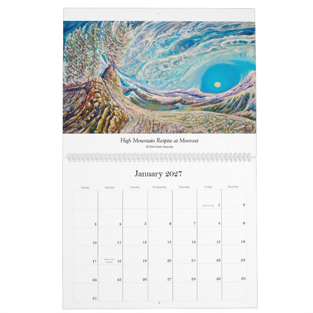 Calendário 2014 que caracteriza pinturas das belas (Jan 2027)