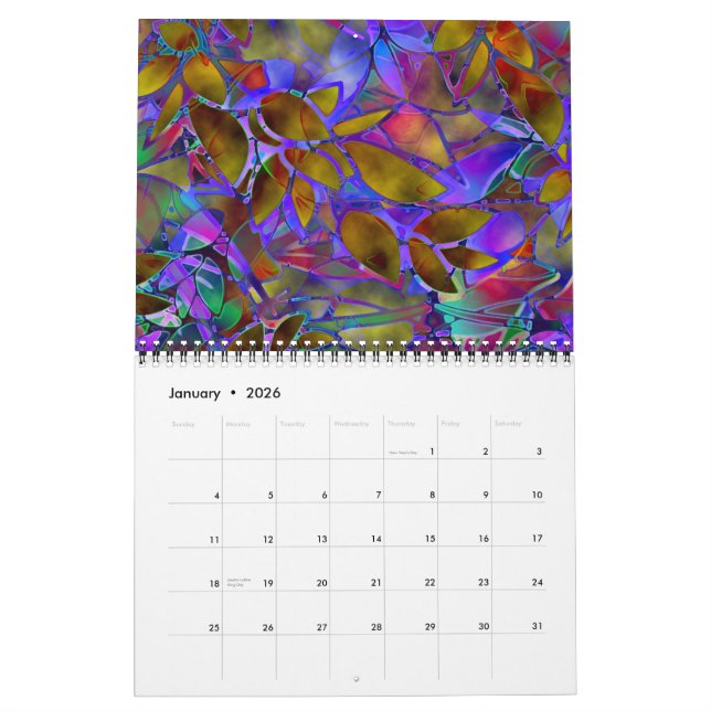 Calendário 2014 Vidro Floral Abstrato (Jan 2026)