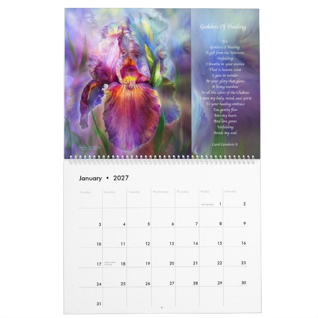 Calendário 2015 da arte cura de Chakras (Jan 2027)