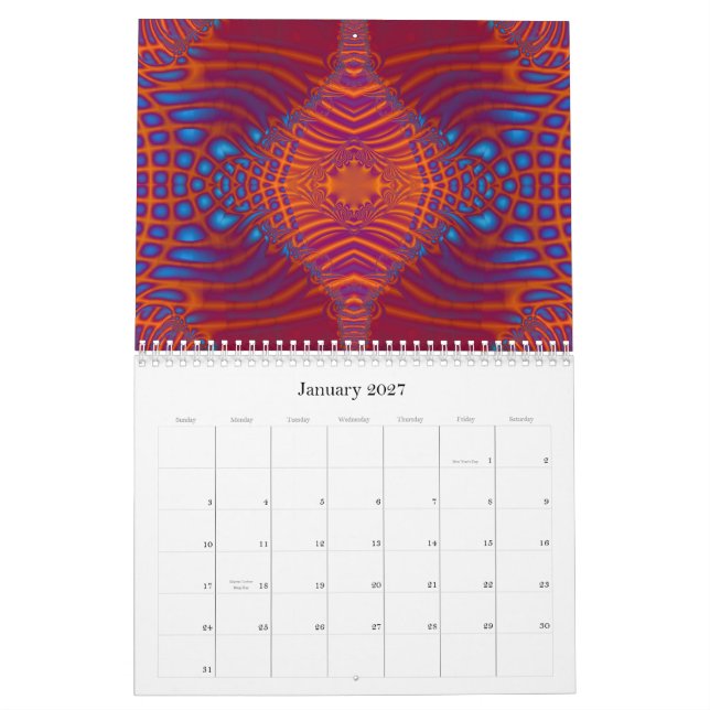 Calendário 2015 da arte do Fractal C (Jan 2027)
