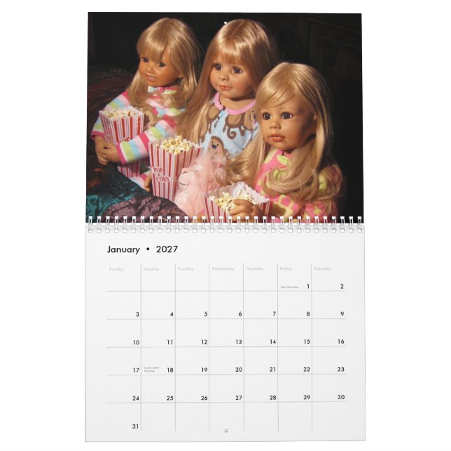 Calendário 2015 da foto das bonecas da obra-prima (Jan 2027)