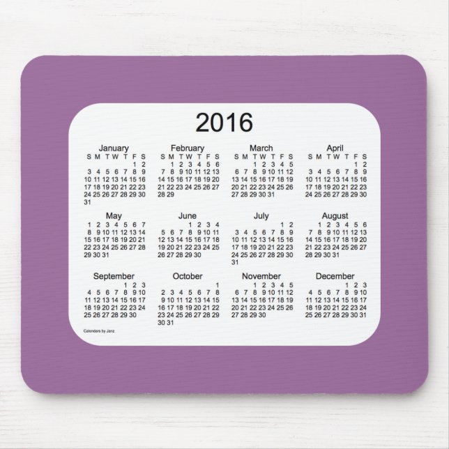 Calendário 2016 da lavanda por Janz Mousepad (Frente)