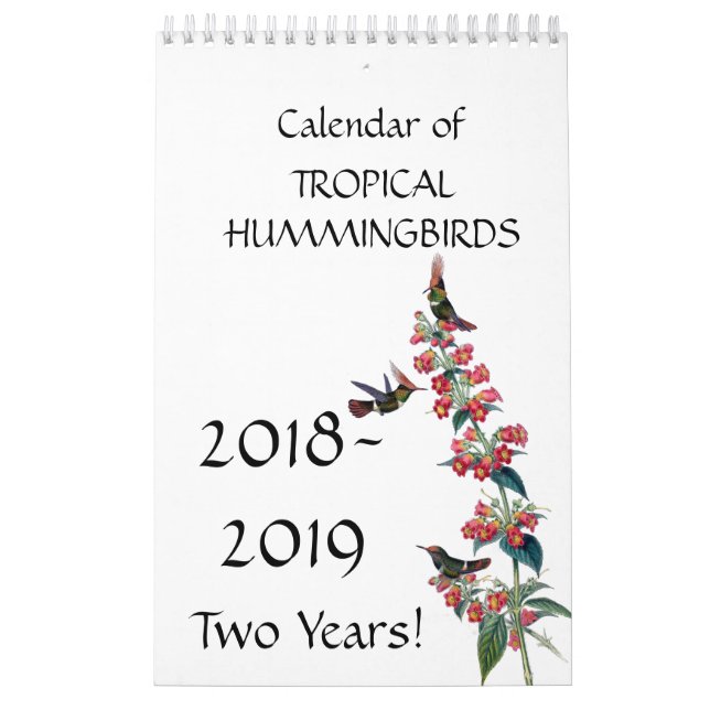 Calendário 2018 2019 floral da flor dos pássaros (Capa)