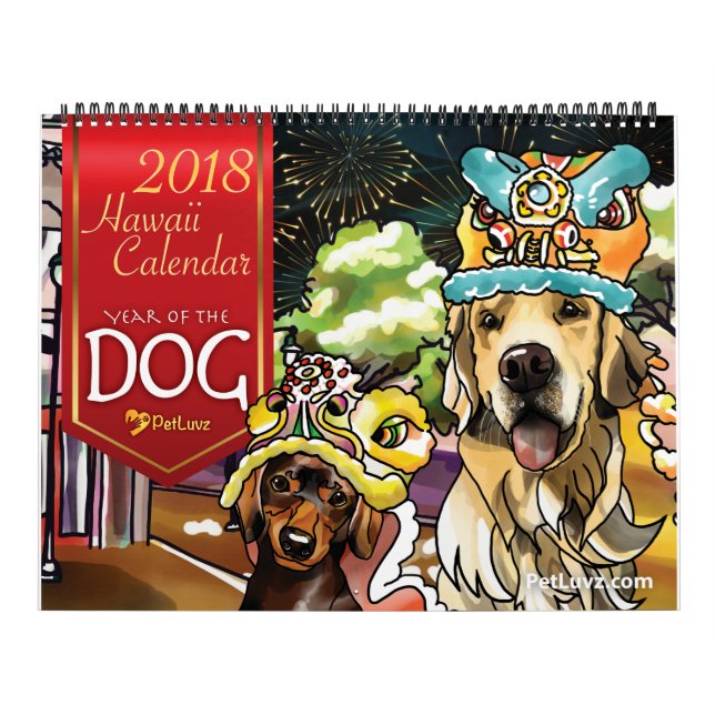 Calendário 2018 Ano do Cão, Havaí (Capa)