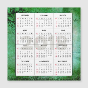 Calendário 2018 Quadrado Magnético Natureza Verde