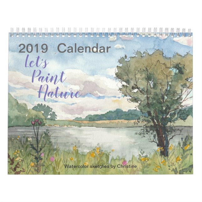 Calendário 2019 da natureza da aguarela (Capa)