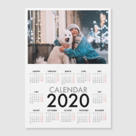 Calendário 2020 com foto mínima branca preta básic