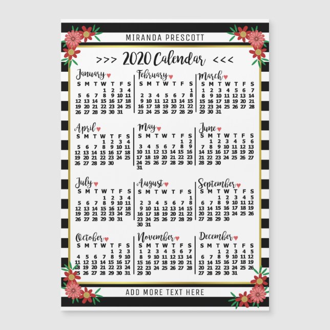 Calendário 2020 (Consulte Descrição de Nova Versão (Frente)