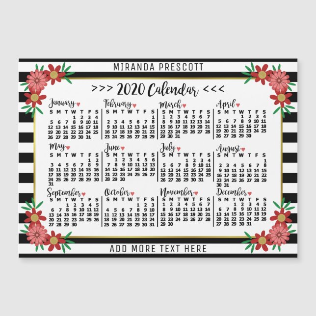 Calendário 2020 (Consulte Descrição de Nova Versão (Frente)