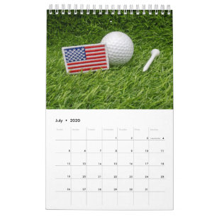 Calendário 2020 para golfista com bola de golfe em