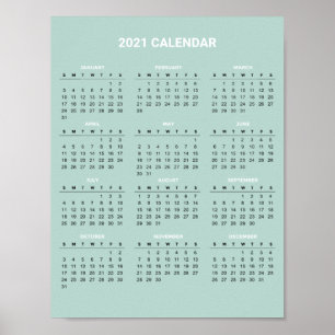 Calendário 2020 Simples E Elegante POSTER