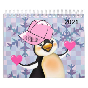 Calendário 2021 Calendar Penguin Love