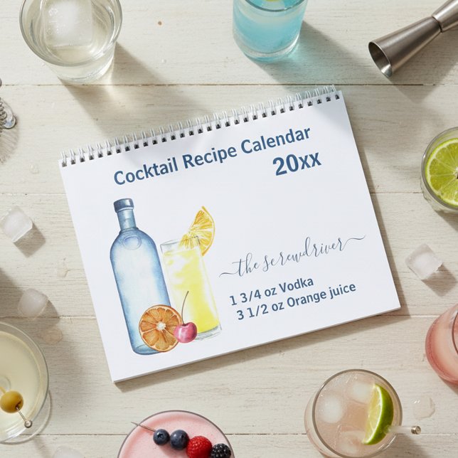 Calendário 2021 Cocktail Mixed Drink Receita Bar de Álcool (Criador carregado)